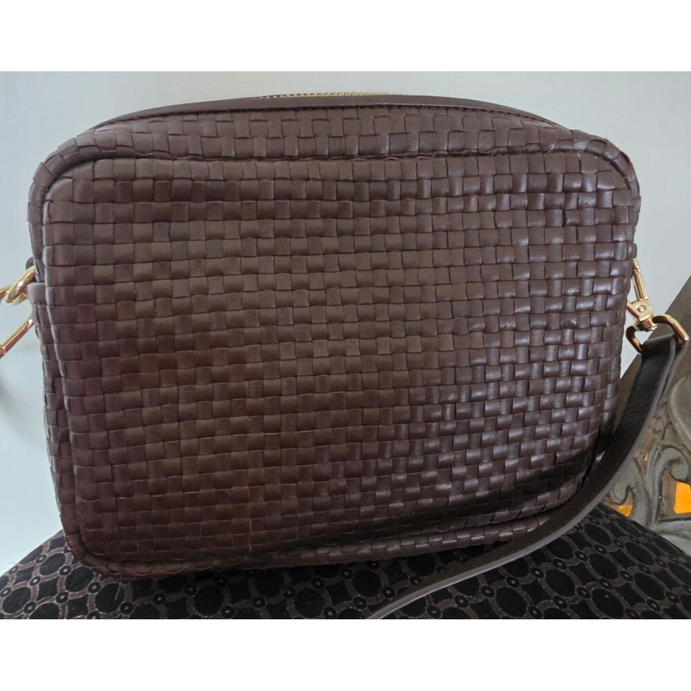 Beautiful QUINCE Brown Woven Italian Leather CROSSBODY Bag EUC OnlyWornOnce - Picture 2 of 9